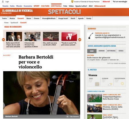 Barbara Bertoldi per voce e violoncello